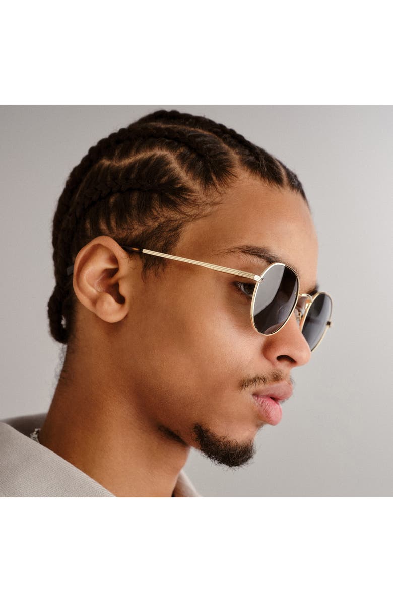 Le Specs Odyssey Round Sunglasses, Alternate, color, Gold/ Khaki Mono Pol