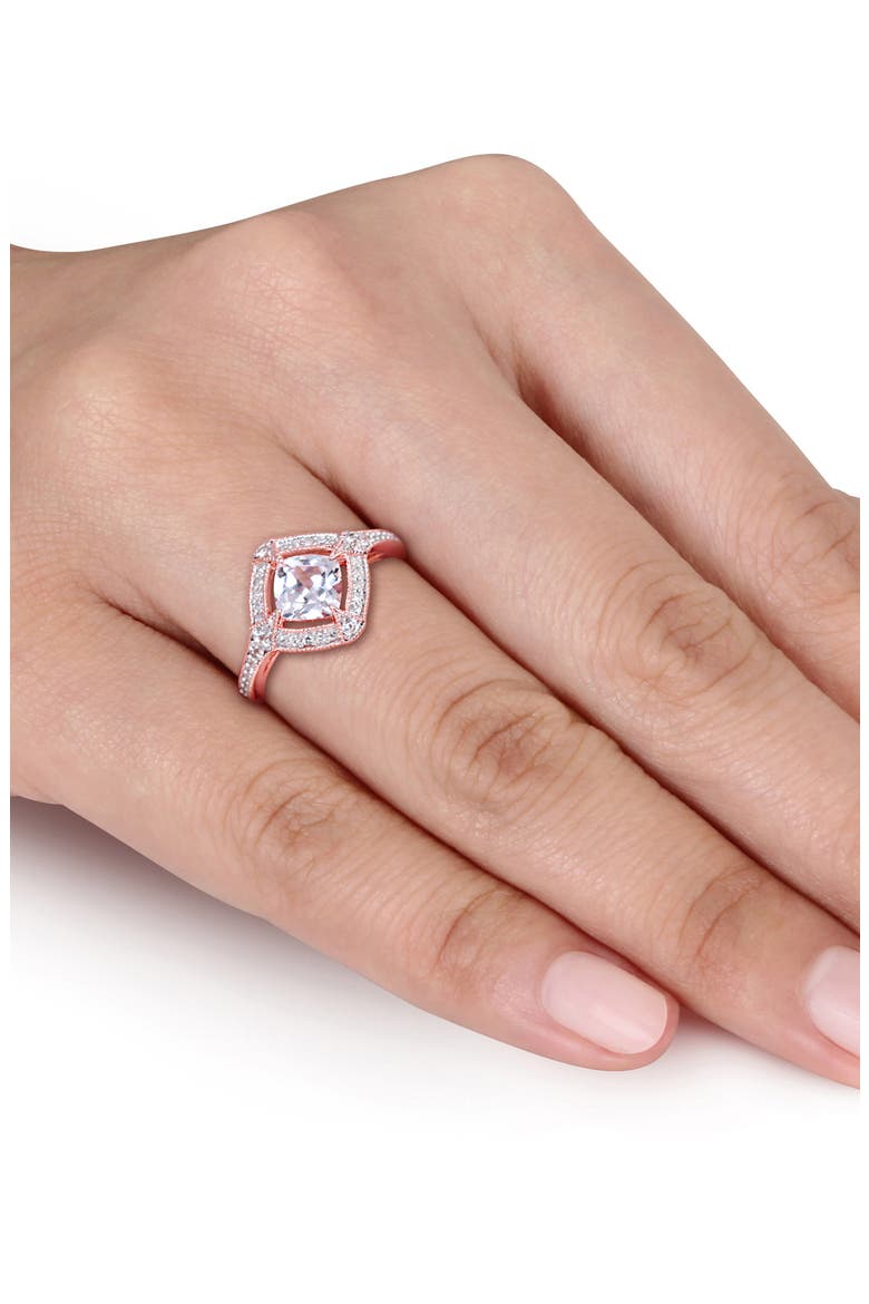 10K Rose Gold Plated Sterling Silver Created White Sapphire Diamond Ring - 0.17 ctw., Alternate, color, WHITE