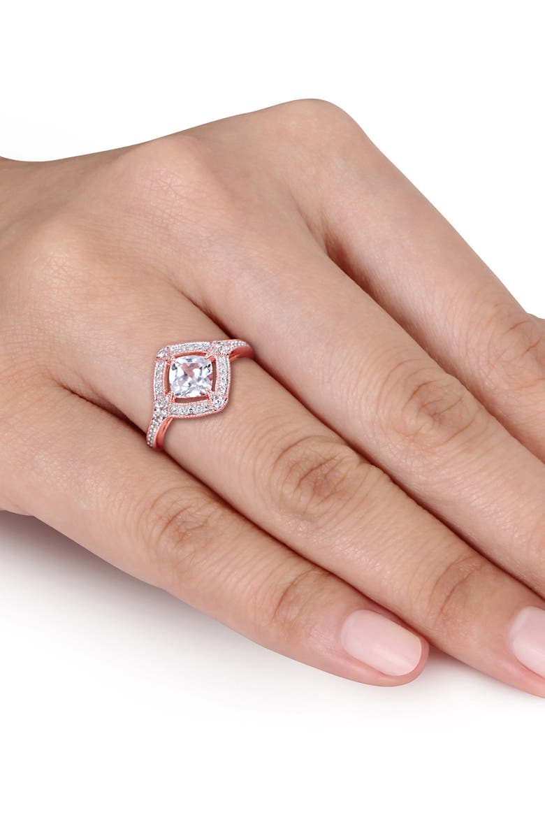 DELMAR 10K Rose Gold Plated Sterling Silver Created White Sapphire Diamond Ring - 0.17 ctw., Alternate, color, 