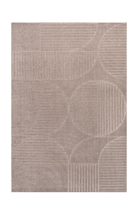 Nordby High-Low Geometric Arch Scandi Striped Indoor/Outdoor Area Rug