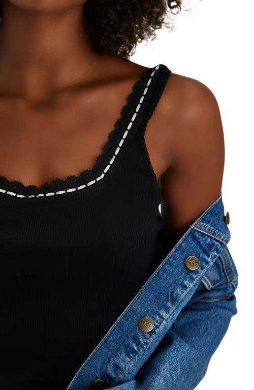 Free People Only You Lace Trim Tank In Black