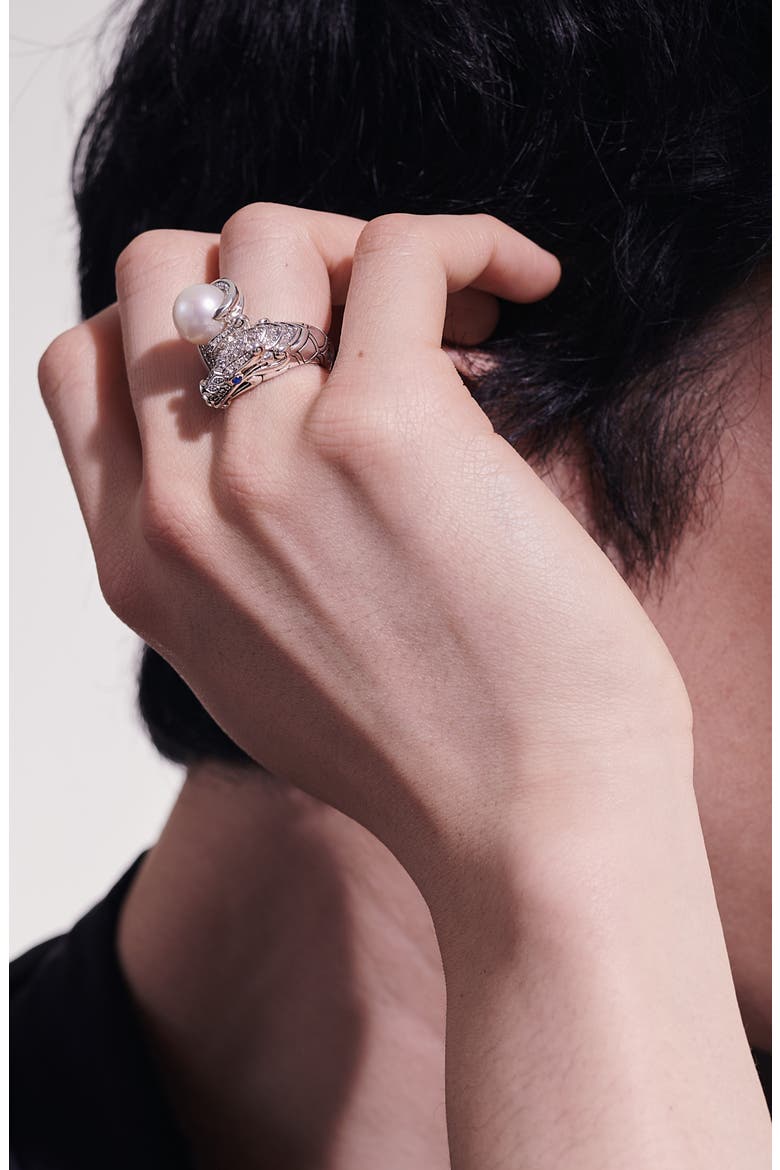 Legends Naga Pearl Pavé Ring, Alternate, color, SILVER