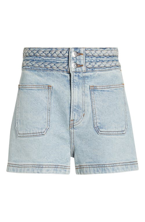 Veronica Beard Elijah Braided Patch Pocket Denim Shorts In Blue