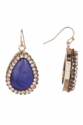 Alia Double Halo Set Simulated Stone Drop Earrings