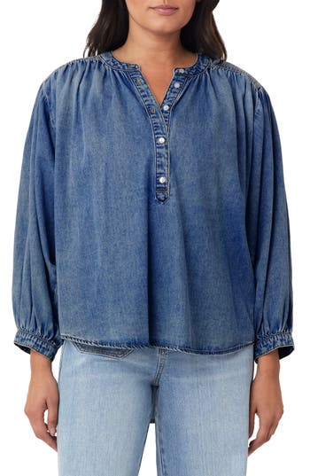 Habitual High-low Denim Shirt In Blue