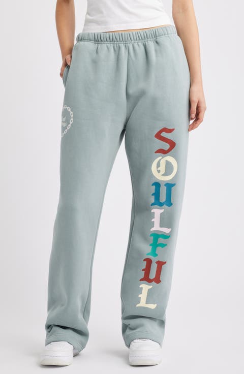Soulful Cotton Blend Wide Leg Sweatpants