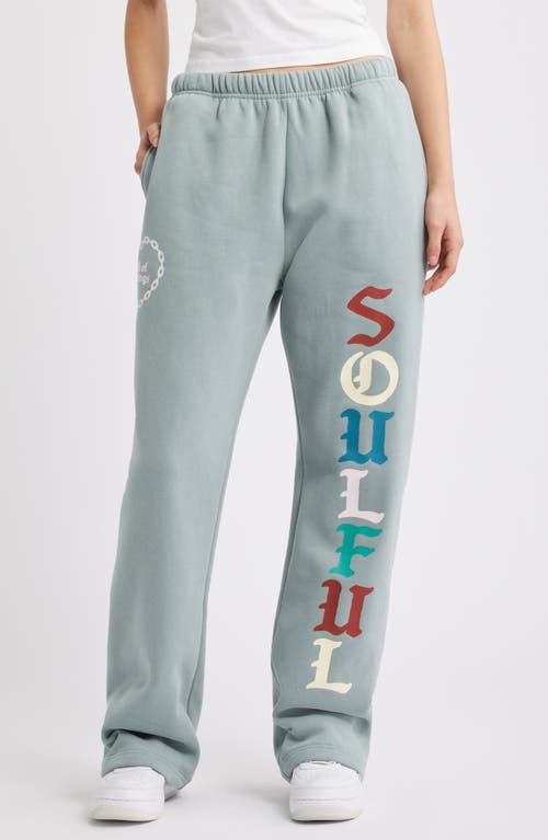The Mayfair Group Soulful Cotton Blend Wide Leg Sweatpants In Blue