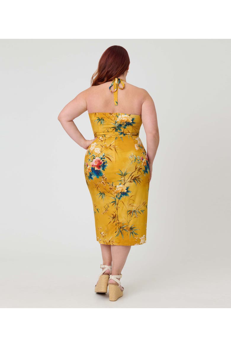 Plus Size Leilani Sleeveless Sarong Dress, Alternate, color, Yellow Floral Print