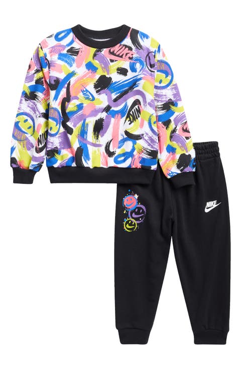 Kids' Sportswear Patterned French Terry Sweatshirt & Joggers Set (Toddler)