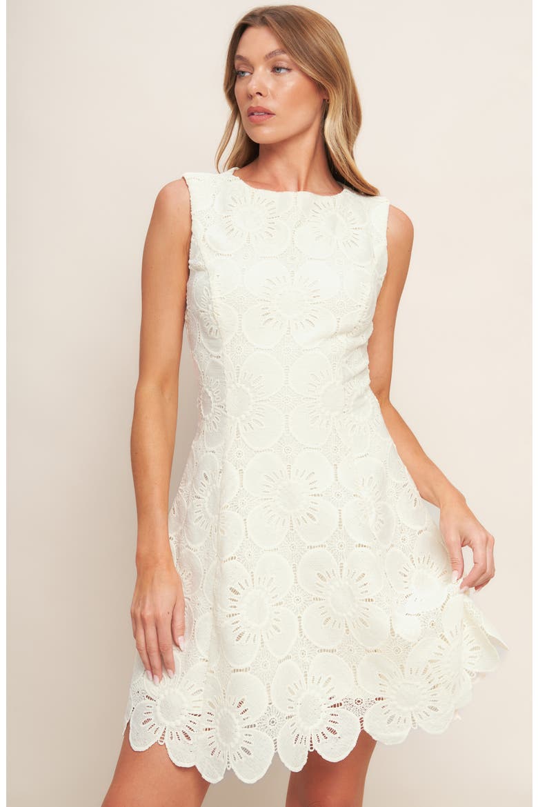 Floral Lace Minidress, Alternate, color, VINTAGE IVORY