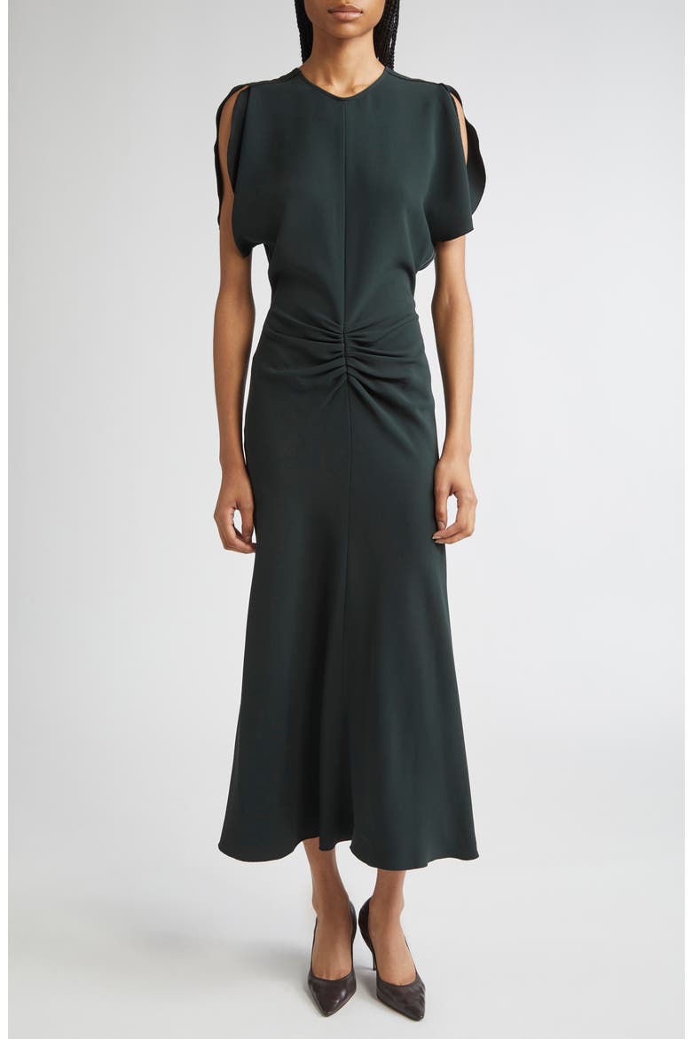 gathered waist midi dress victoria beckham victoria beckham gathered waist midi dress Victoria Beckham Gathered Waist Midi adorno limited