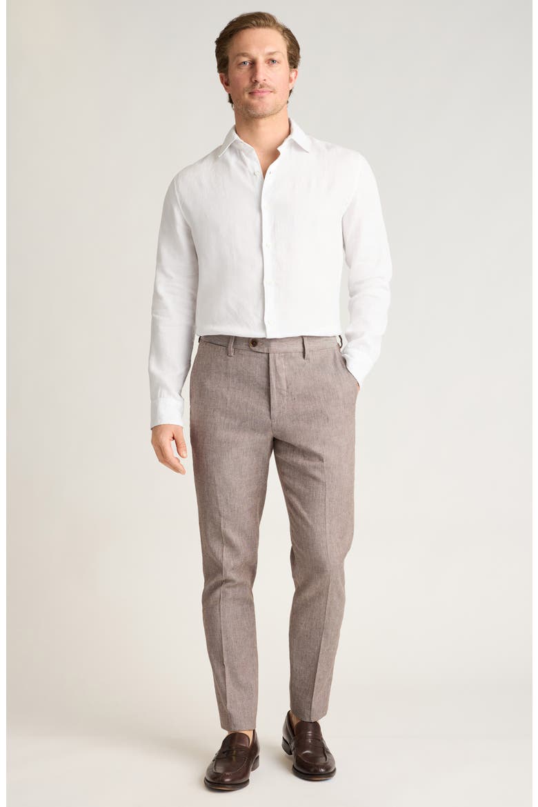 Primo Cotton & Linen Blend Chinos, Alternate, color, MID BROWN TWILL