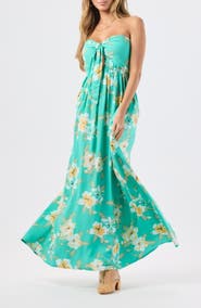 Tiare Hawaii Makani Floral Strapless Maxi Dress