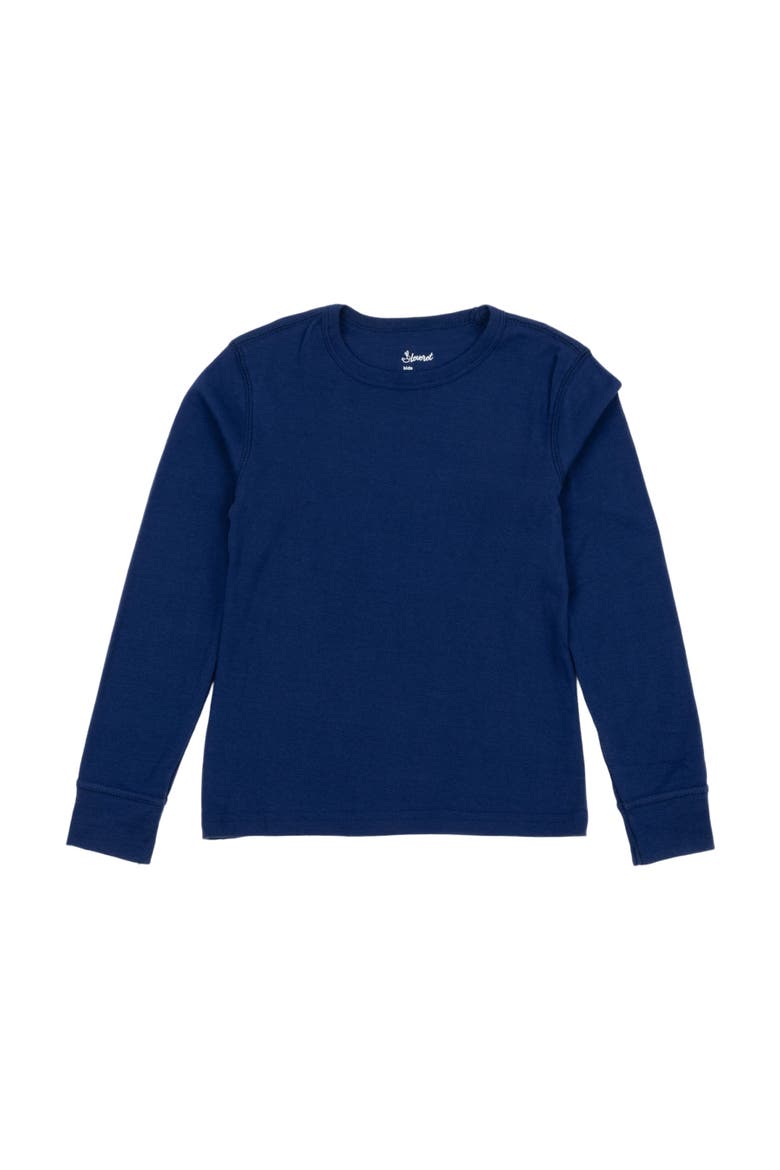 Kids Long Sleeve T-Shirt, 100% Cotton, Solid Colors, Main, color, True Navy