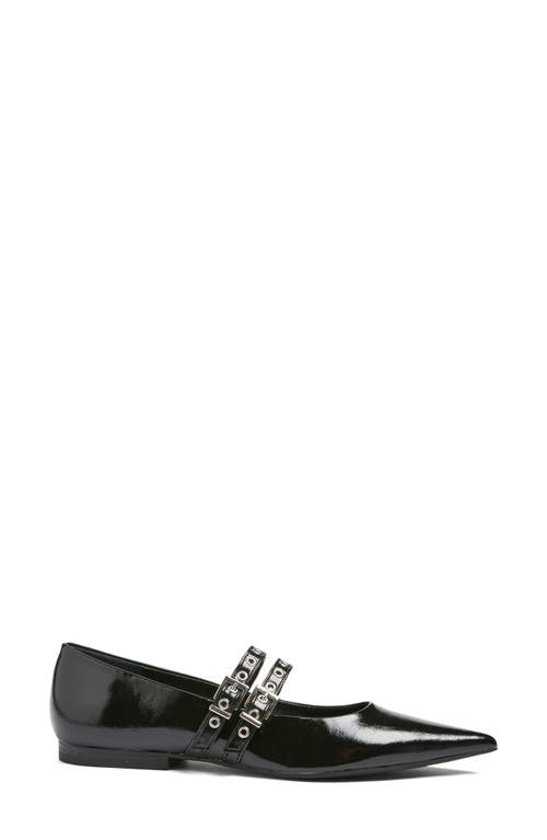 Open Edit Oriana Pointed Toe Mary Jane Flat In Black Patent