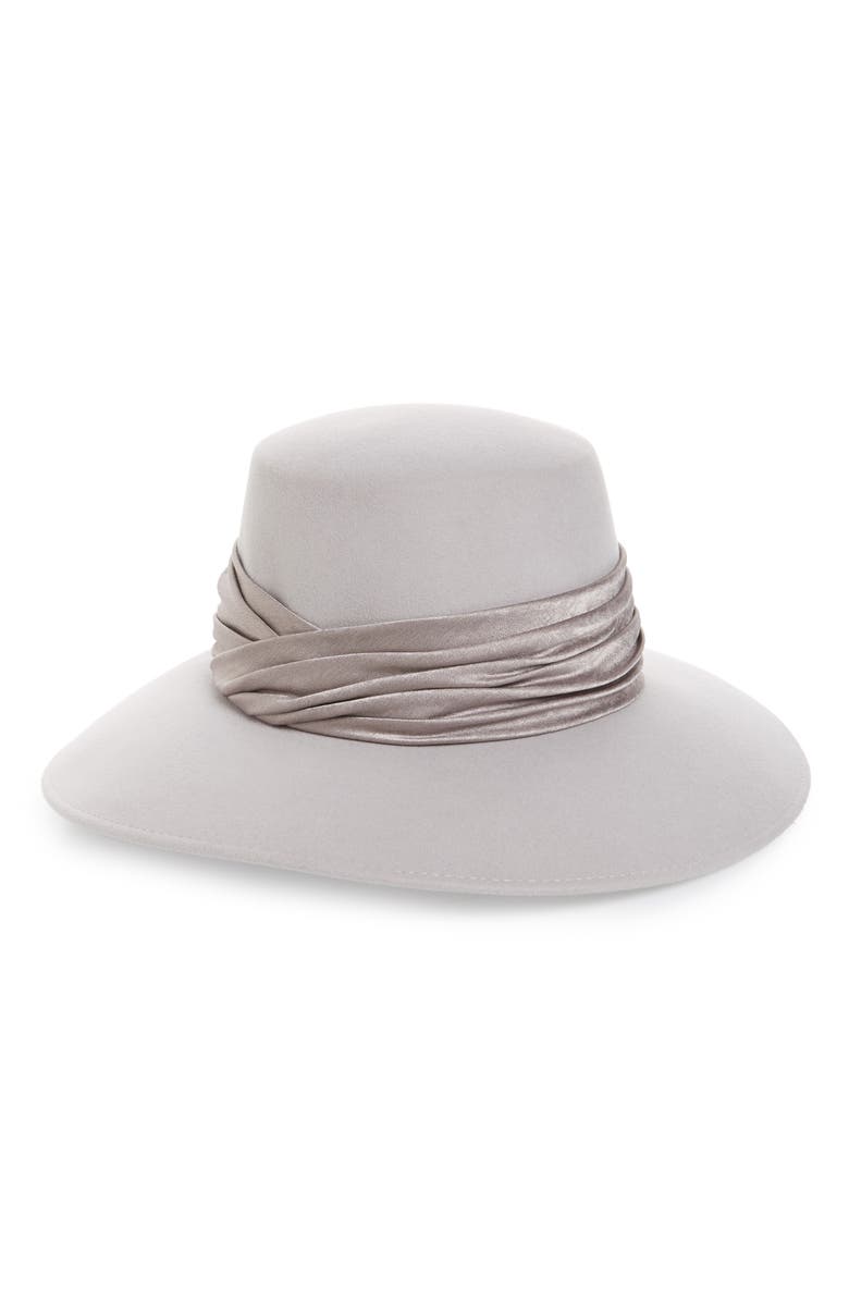 Eugenia Kim Emmanuelle Satin Trim Wool Hat, Main, color, 