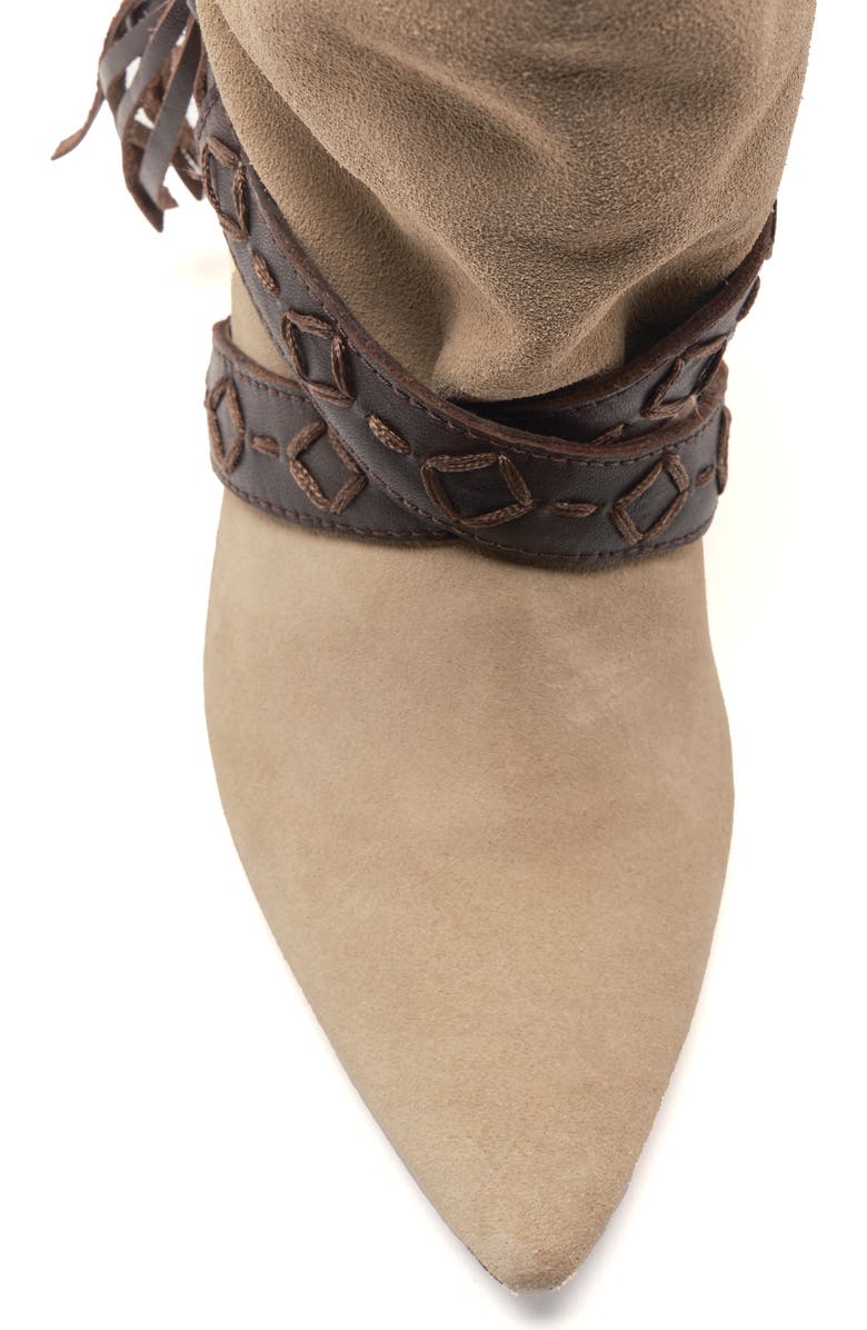 Free People Bronte Belt Wrapped Western Boot, Alternate, color, Taupe Suede