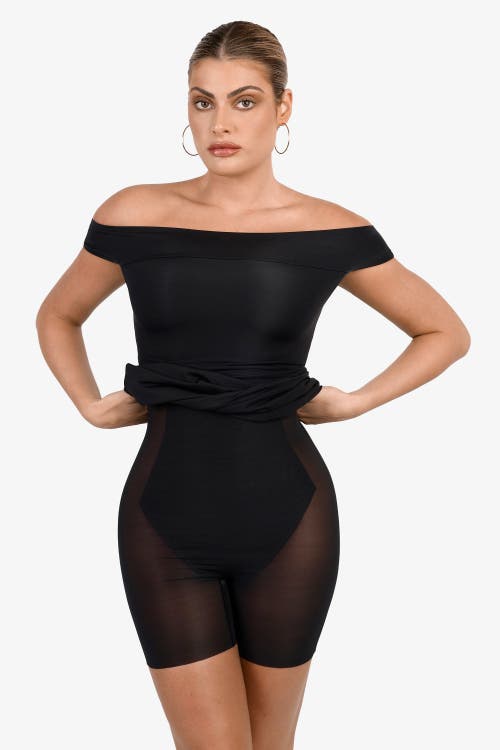 Popilush Shapewear Off-the-shoulder Bodycon Mini Dress In Classic Black