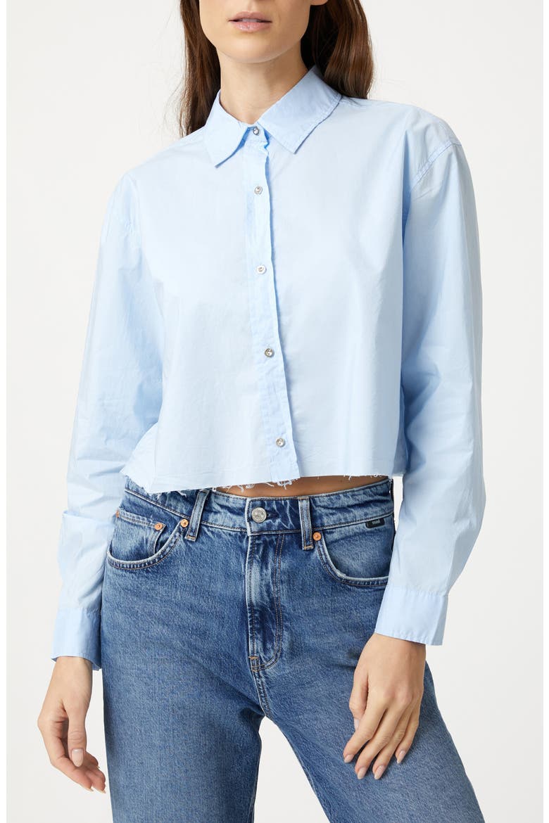 Kentucky Raw Hem Cotton Button-Up Shirt, Main, color, KENTUCKY BLUE