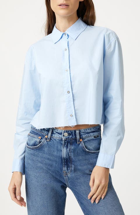 Kentucky Raw Hem Cotton Button-Up Shirt