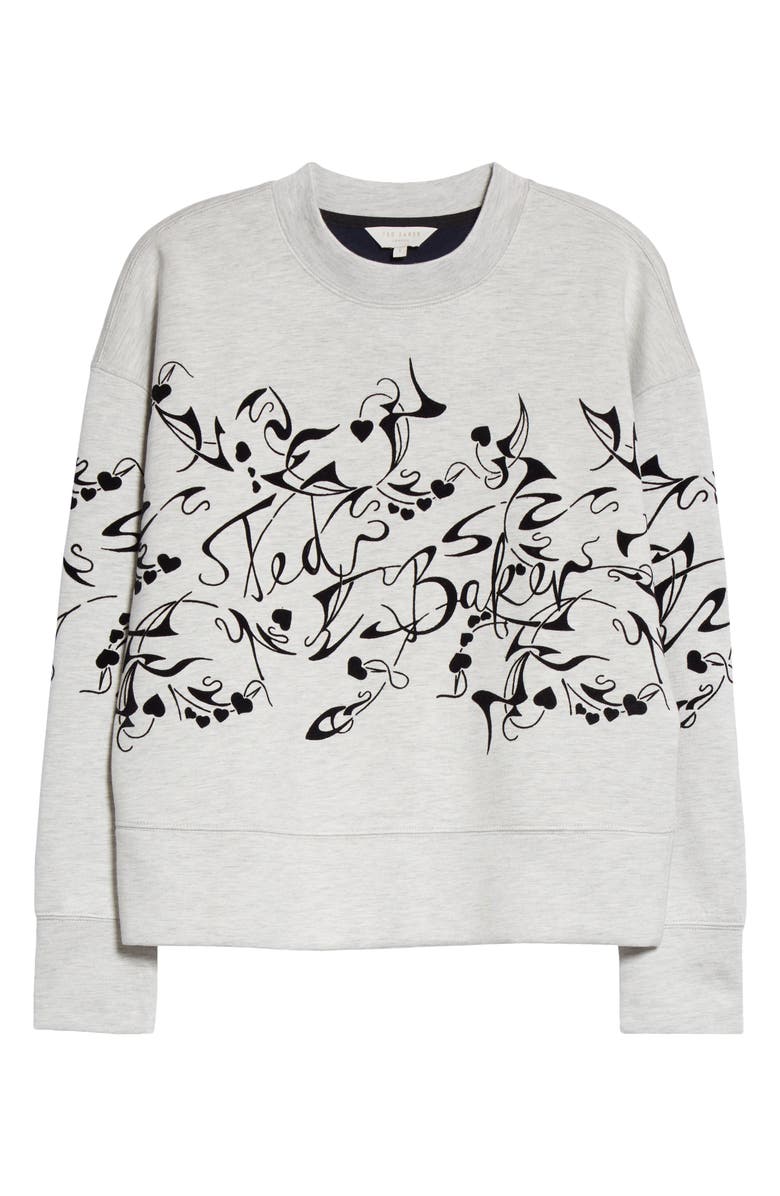 Ted Baker London Lyhndi Bergamot Flocked Sweatshirt, Alternate, color,