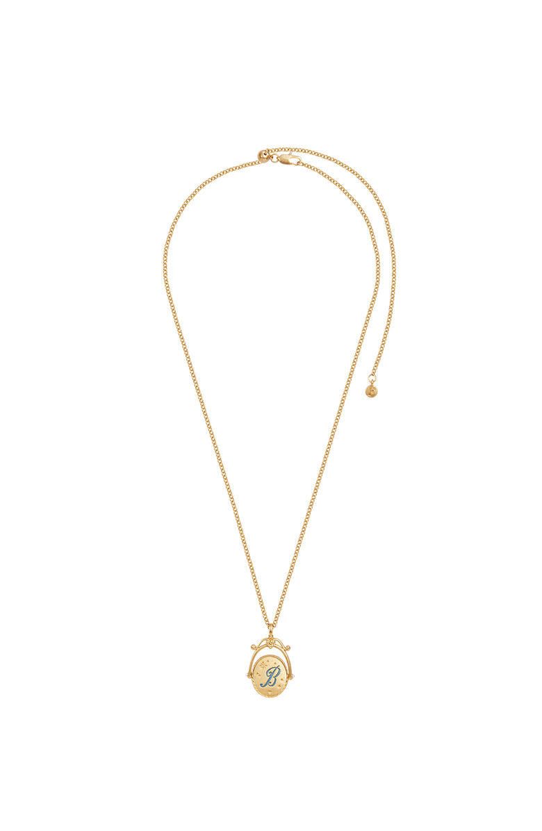 Fable England B Initial Bluebell Gold Spinner Chain Necklace, Alternate, color, Gold