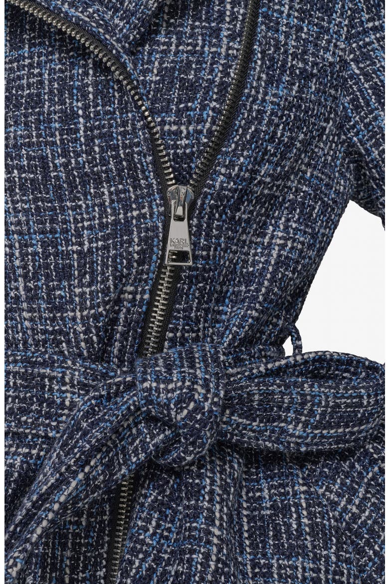 Belted Tweed Moto Jacket, Alternate, color, BLUE MULTI