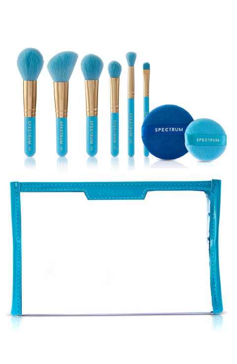 Evil Eye 8-Piece Travel Makeup Brush & Velvet Puff Set $50 Value