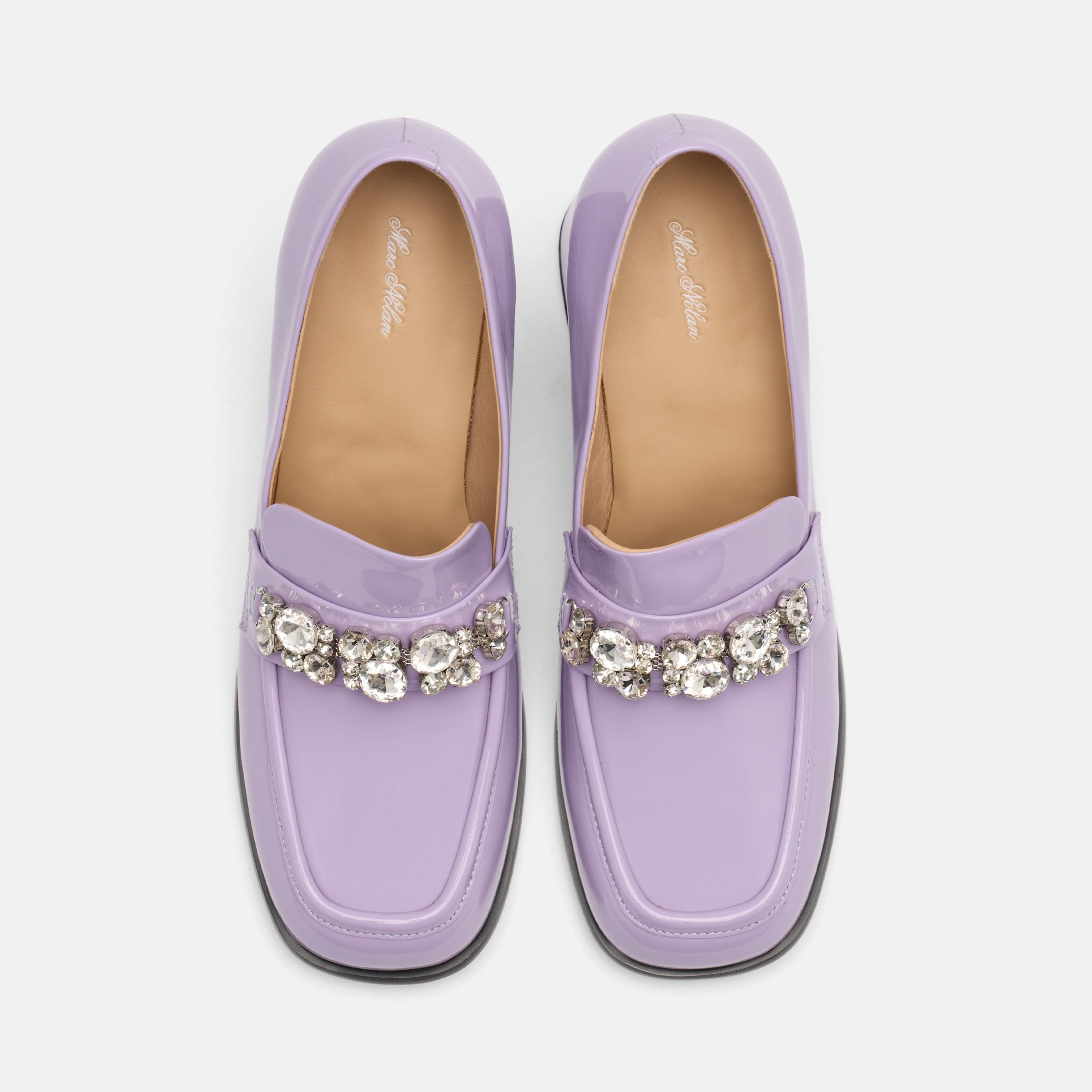 MARC NOLAN Margot Leather Penny Loafer Block Pumps, Alternate, color, Lavender