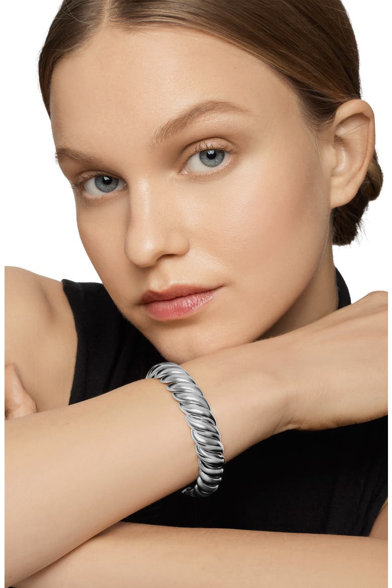 Sculpted Cable Bracelet in Sterling Silver, 14mm, Alternate, color, STERLING SILVER