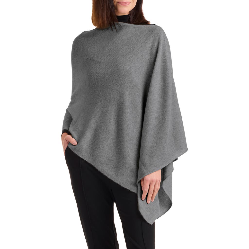 Amicale Asymmetrical Hem Cashmere Poncho In Gray