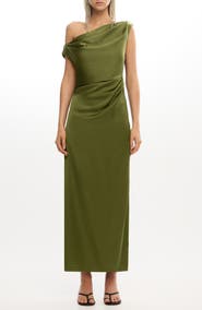 Significant Other Alyssa Pleated One-Shoulder Satin Gown