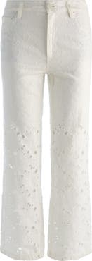 Alice + Olivia Chic High Waist Embroidered Eyelet Jeans