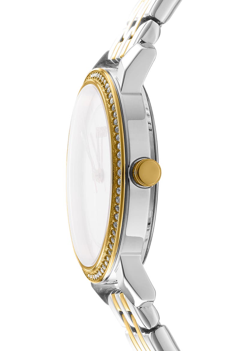Evening Crystal Bezel Bracelet Watch, 32mm, Alternate, color, TWO TONE SILVER GOLD