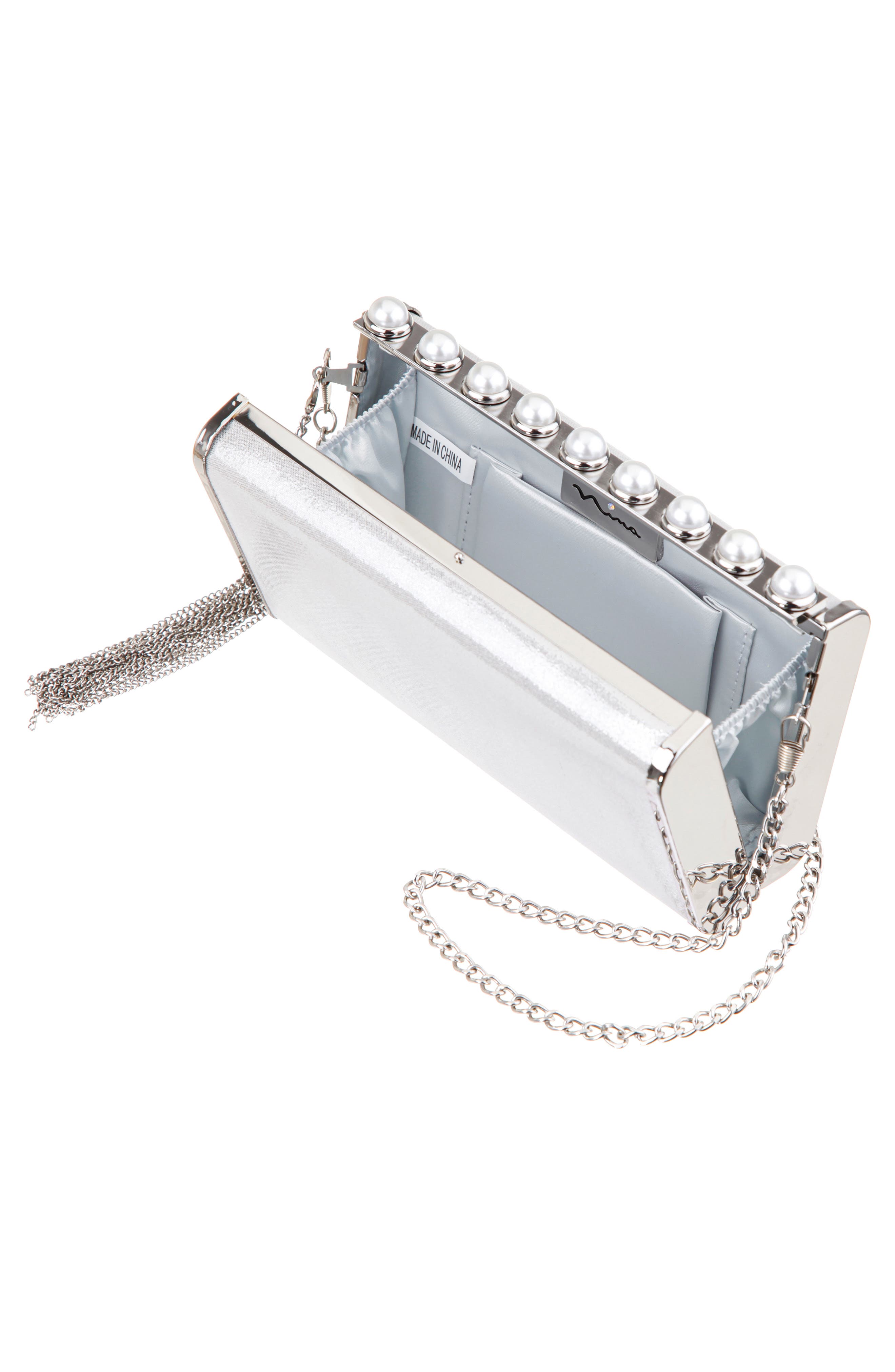 Amos Crystal Clutch, Alternate, color, SILVER