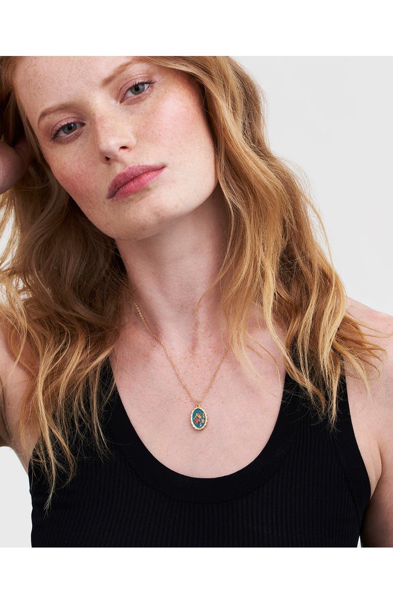 Fable England Vintage Roses Gold Framed Chain Necklace, Alternate, color, Gold