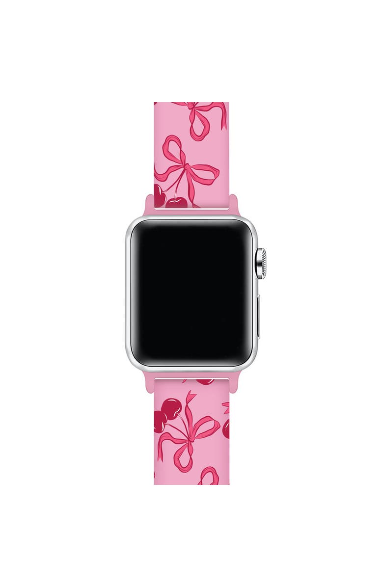 Posh Tech Cherry Bow Silicone Band for Apple Watch + Smartwatch, Alternate, color, Cherry Coquette