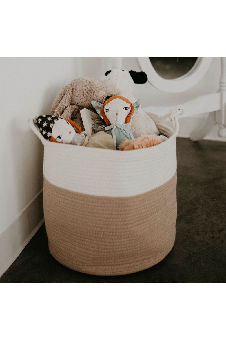 Rope Storage Basket, Alternate, color, Brown and White