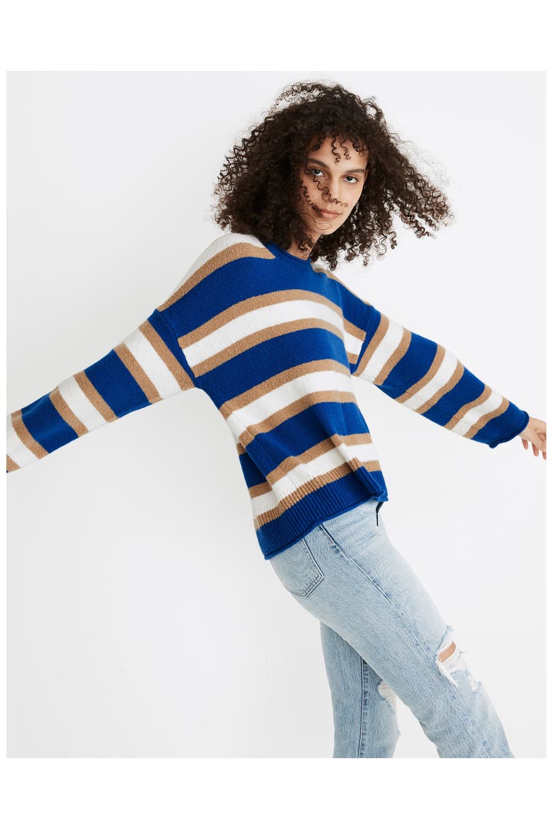 Belmore Striped Pullover Crop Sweater, Alternate, color, SARATOGA BLUE