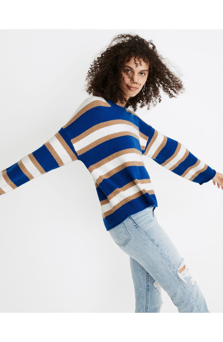 Madewell Belmore Striped Pullover Crop Sweater, Alternate, color,