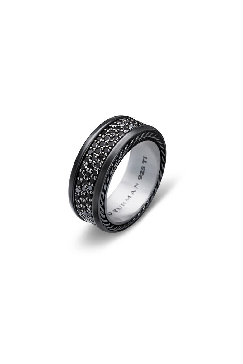 Streamline® 3-Row Titanium Band with Pavé Black Diamonds, Alternate, color, BLACK TITANIUM/ BLACK DIAMOND