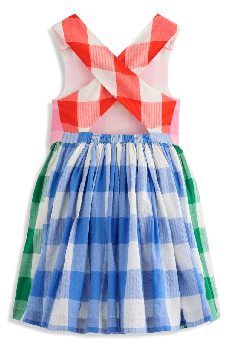 Kids' Harper Colorblock Plaid Cross Back Cotton Sundress, Alternate, color, GINGHAM HOTCHPOTCH