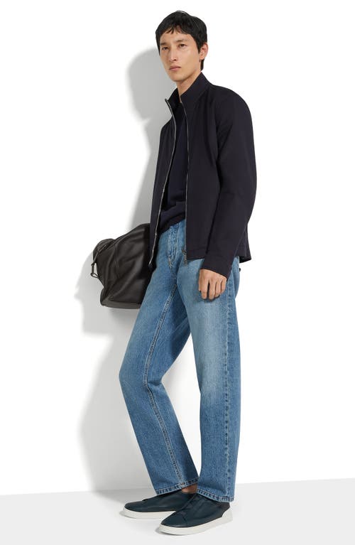 Zegna Stand Collar Jacket In Navy