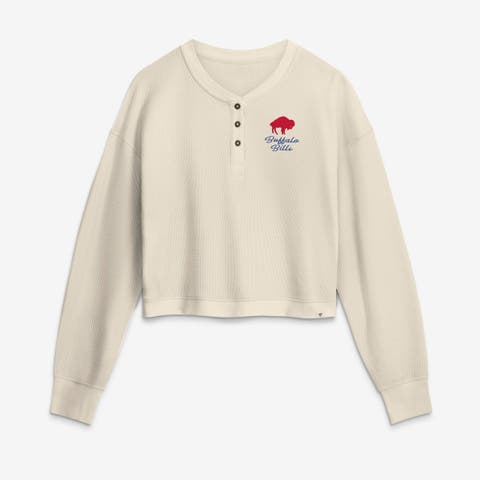 Women's Fanatics Cream Buffalo Bills Relaxed Cropped Long Sleeve Shirt