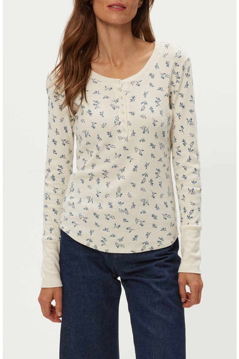 Regan Floral Waffle Knit Henley, Main, color, CHALK