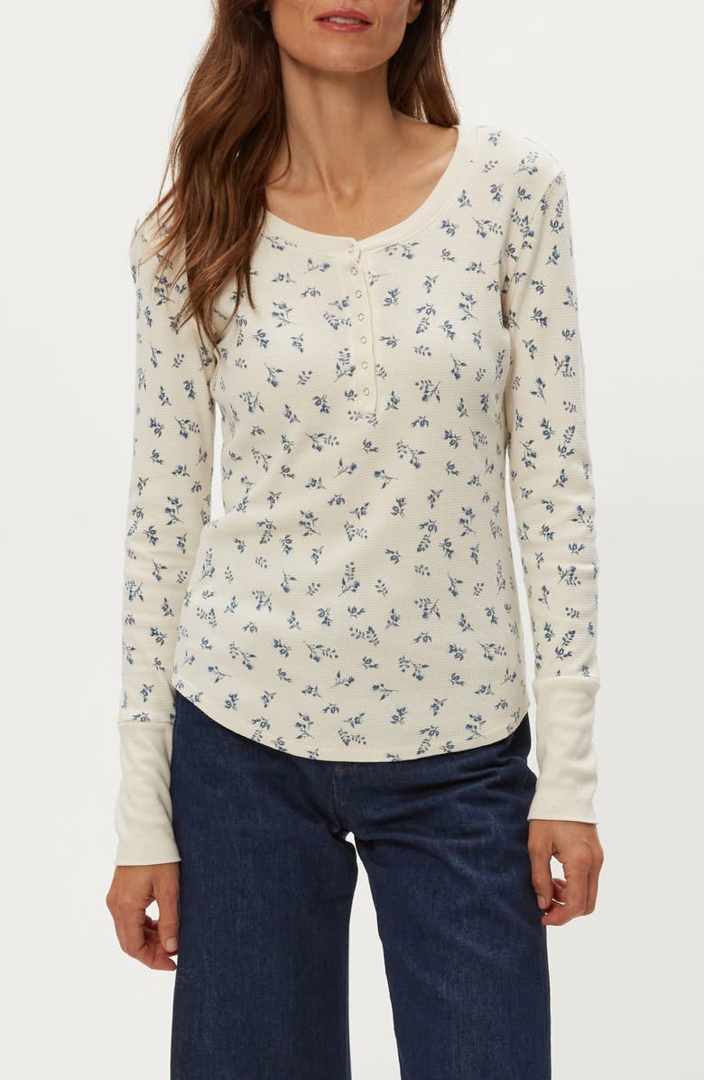 Michael Stars Regan Floral Waffle Knit Henley, Main, color, Chalk