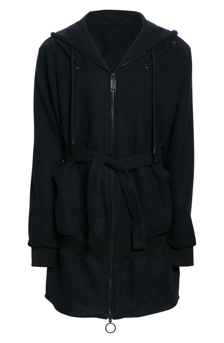 Off-White Andre Walker x Off-White Long Belted Wool Hoodie, Alternate, color,