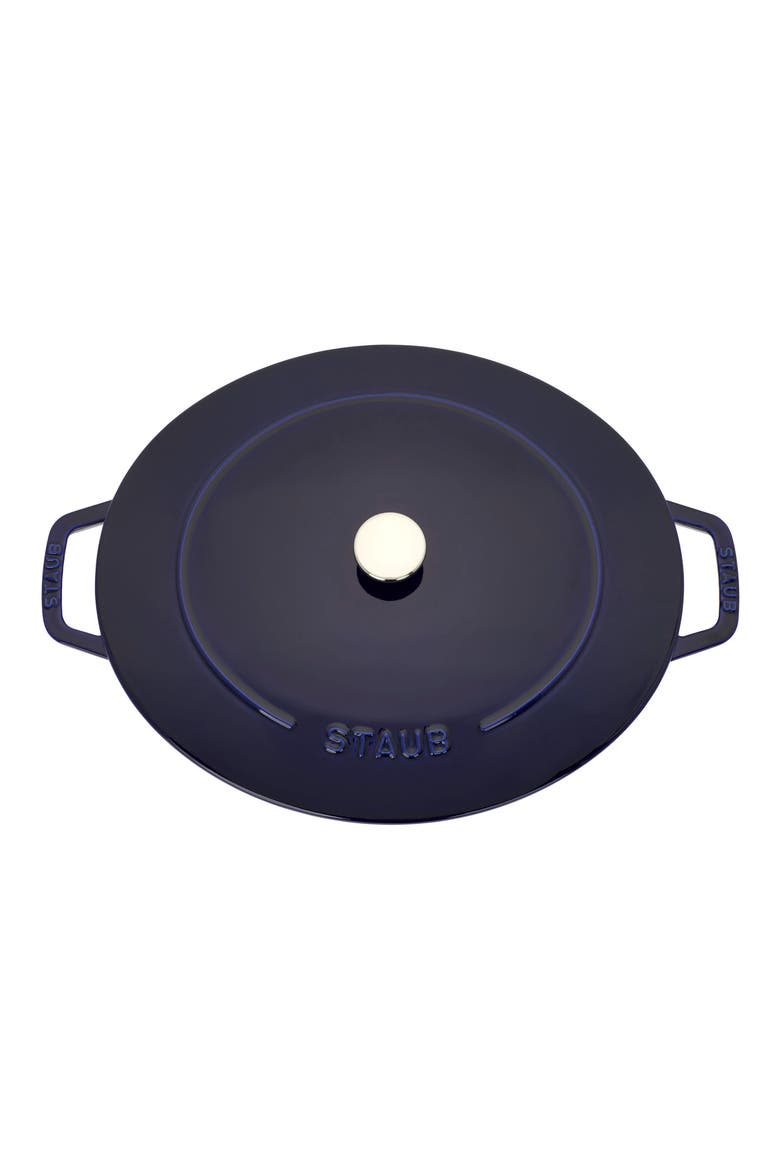 6.25-Quart Enameled Cast Iron Shallow Oval Dutch Oven, Alternate, color, DARK BLUE