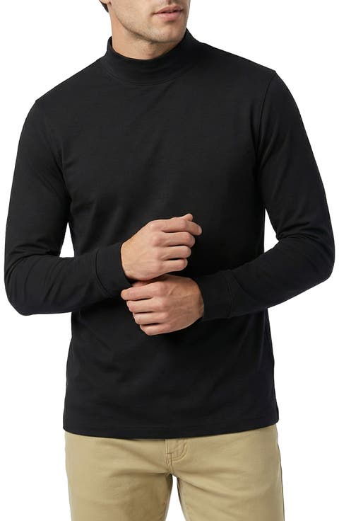 Pima Cotton Interlock Mock Neck Top