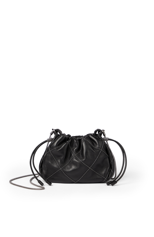 Brunello Cucinelli Nappa Leather Mellow Mini Bucket Bag In Black